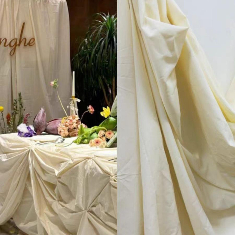 韩系法式复古杏色奶油色香槟色布幔婚庆周岁宴布置影楼摄影背景布|undefined