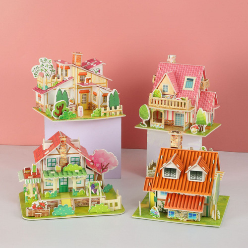 Children's 3D Model Puzzle, Parent-Child Interactive Educational Paper Assembly House Toy for Boys and Girls as a Gift