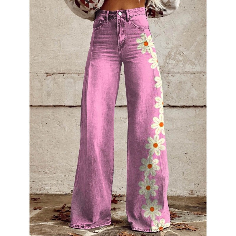 2024 Foreign Trade Cross-Border Aliexpress Ebay European and American Export Large Size Women's Casual Pants Anti-Denim Flared Pants for Women