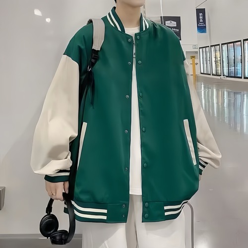 Men's Spring and Autumn Season 2025 New Casual Versatile Striped Contrast Color Stylish Jacket