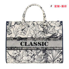 定制拖特包绣花复合帆布包提花布手提乞丐包 大牌经典女包千层包