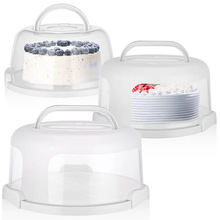 蛋糕架带盖手提便携蛋糕盒重复使用白色塑料纸杯密封盒子25.4厘米