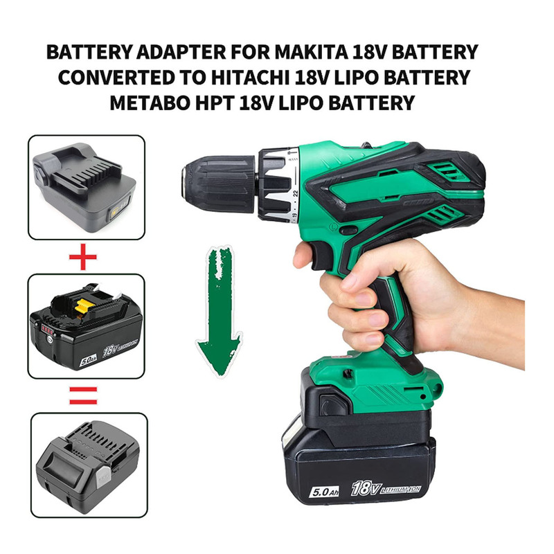 Adapter Dewalt Makita Miwachi Lithium Battery to Hitachi Hikoki 18V Tool