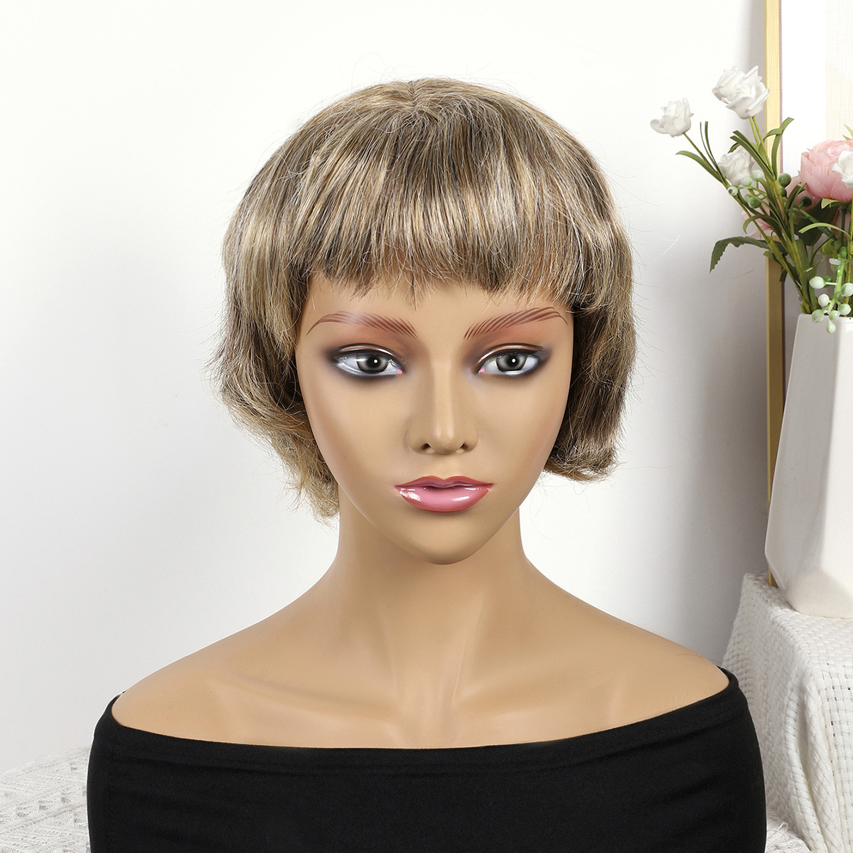 Fibra química al por mayor bob cabello pelucón mecánico pelucón cubierta de pelo