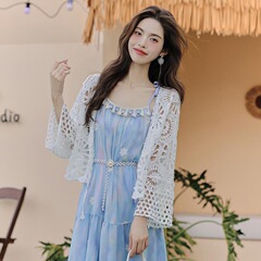 批发气质时尚绣花吊带连衣裙女夏季甜美宽松裙子海边度假裙子长裙