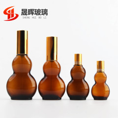 工厂直供10ml-50ml茶色扁双葫芦瓶按压喷雾瓶玻璃精油滚珠瓶