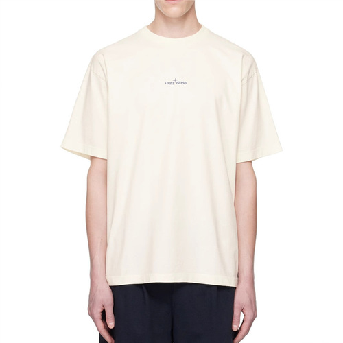 Ocute Breathable Loose Print Skin-friendly Short-sleeve Summer T-shirt Fashion Round Neck Solid Color Men's Clothing Simple