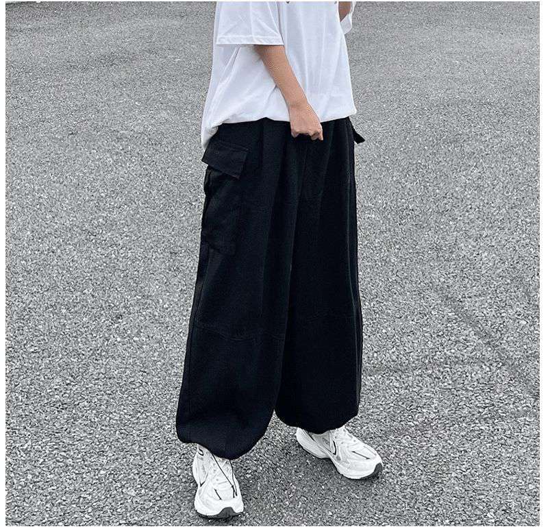 1 Streetwear Cargo Men Japanese High Street Harajuku Straight Loose Trendy Ho Ko Style Retro Wide Leg Pants_viptrois.com