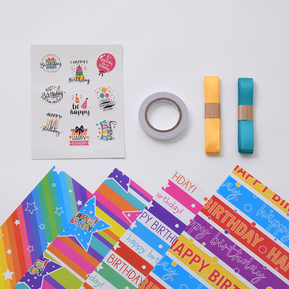 Amazon nuevas letras coloridas estrella de cinco puntas papel de regalo de cumpleaños papel de regalo de dibujos animados papel de regalo