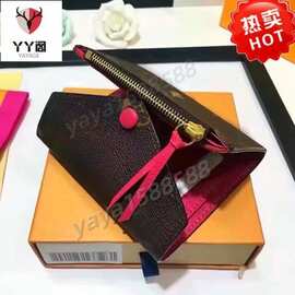 驴家经典豆豆零钱包 大牌同款印花字母三角短款钱夹卡包 一件代发