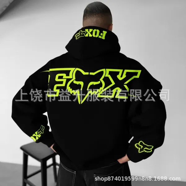 2025秋季新款 热销FOX狐狸跨境潮牌连帽卫衣男女秋冬款连帽衫|undefined