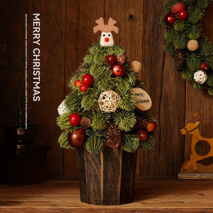 Christmas Decorations Desktop Small Christmas Tree Ornaments Rattan Garland Korean Nobel Pine Scene Layout Package