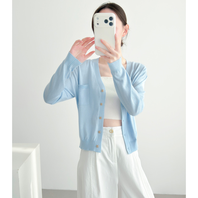 Women's Short Silk Cashmere Knit Cardigan, 2026 Spring/Summer New Thin Sun-Protective Outerwear Shawl Top