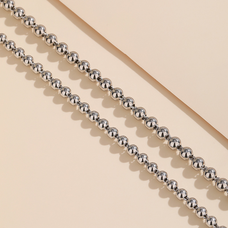 S925 plata esterlina brillante pulsera de cuentas redondas de las mujeres simple pareja joyería de plata de los hombres 5mm cuentas de plata joyería de cuentas