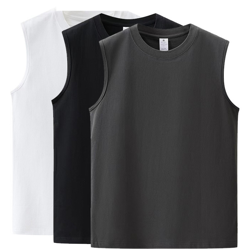 210 grams of solid color cotton fitness sleeveless sports vest shake sound explosion round neck waistcoat outside wear sleeveless T-shirt base shirt