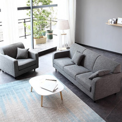 Foshan Furniture Nordic Light Luxury Minimalist Modern Grey Straight Sofa Office Renting Combination Set Fabric Sofa