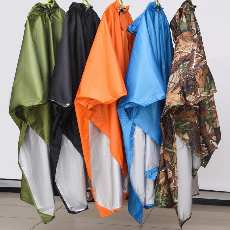 Transfronterizo al aire libre tres en uno de una pieza impermeable senderismo a prueba de viento a prueba de lluvia poncho de equitación multifuncional bolsa de almacenamiento de tela de piso