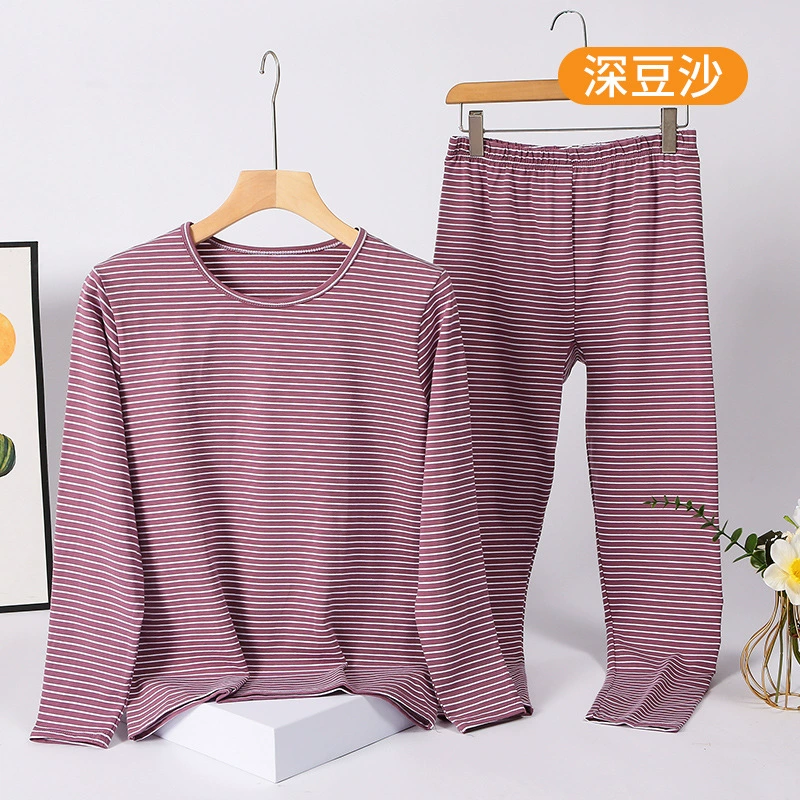 Леди лайкла хлопчатобумажная осенняя одежда с круглым вырезом свободного размера мама осенние брюки лайкла полоска тонкое термобелье