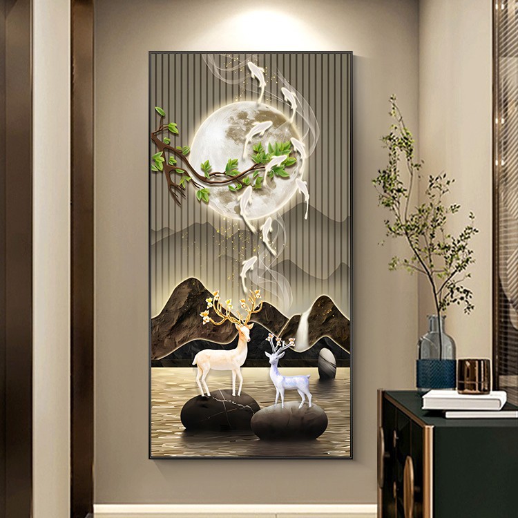 Pintura decorativa del nuevo estilo chino de entrada en la puerta frente a la pintura colgante del flujo de agua de riqueza paisaje corredor mural
