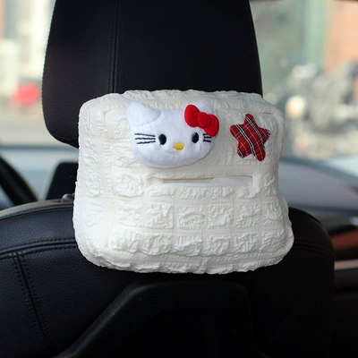 hellokitty car tissue box car paper box car decoration cute cartoon tissue bag hanging (Car tissue box/set) - five-star-kt-tissue-bag