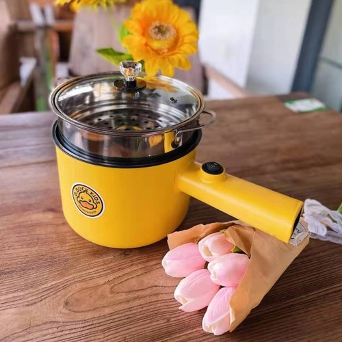G.DUCK Hello little yellow duck electric cooking pot student household multi-functional small electric pot non-stick pot small electric hot pot