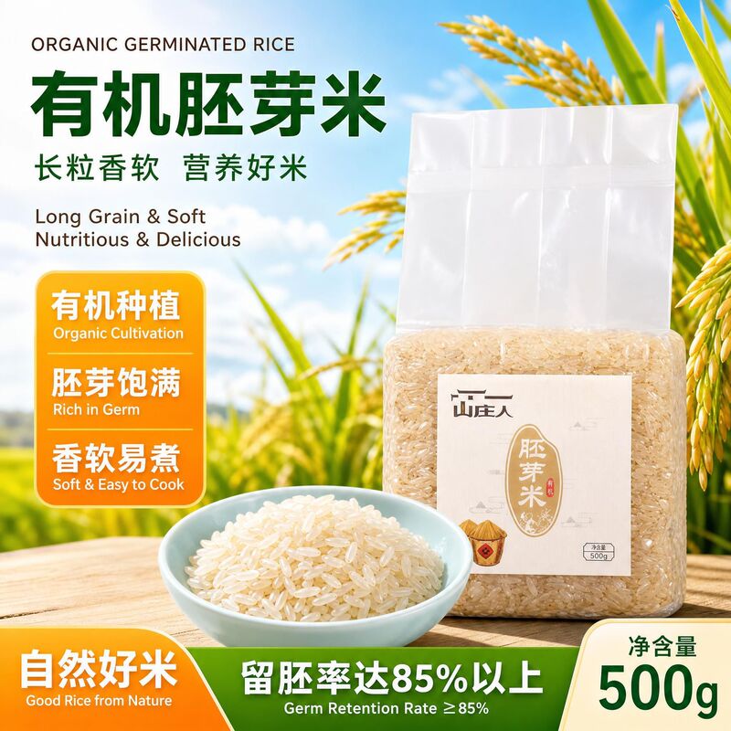 Organic Germ Rice 500g 1000g Wuchang Rice Staple Food Student Porridge Rice Long-Grain Rice Fragrant Soft Glutinous Easy to Cook