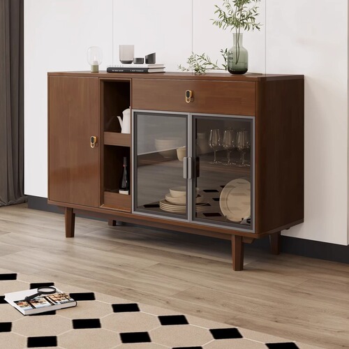 Nordic solid wood sideboard modern minimalist living room tea cabinet household multi-functional wall storage cabinet kitchen cupboard