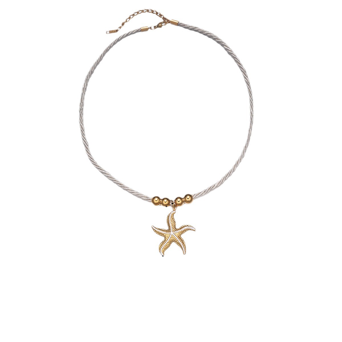 Tena collar de acero inoxidable europeo y americano de lujo ligero nicho blanco tejido de cuerda gruesa flor sol collar de concha joyería mujer image 6