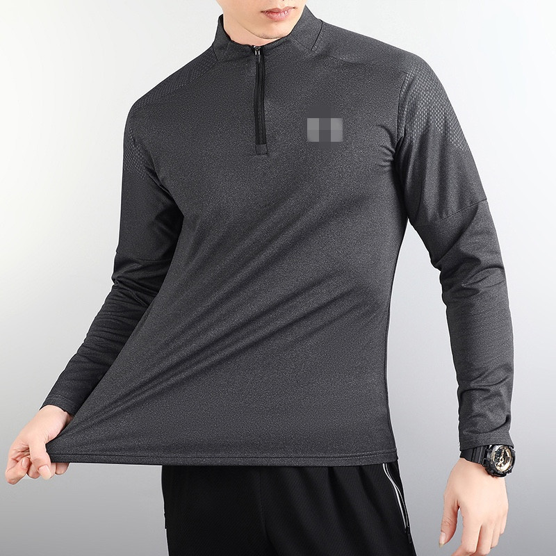 Autumn and Spring Training Half-Zip Quick-Drying Long-Sleeved T-Shirt Men's Large Size Loose Outdoor Sports Stand-Up Collar Top Fitness Wear Autumn and Spring Training Half-Zip Quick-Drying Long-Sleeved T-Shirt Men's Large Size Loose Outdoor Sports Stand-Up Collar Top Fitness Wear