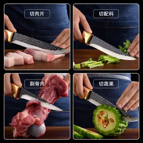 Hand-forged sharp bone-splitting knife, lamb slaughter and cutting knife, sharp blade, stainless steel, fast meat-cutting, special knife for killing pigs