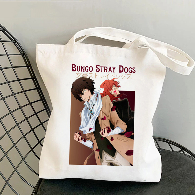 Comercio extranjero transfronterizo Bungou Stray Dogs impresión bolsa de lona Harajuku bolsa de hombro bolsa de moda bolsa de compras