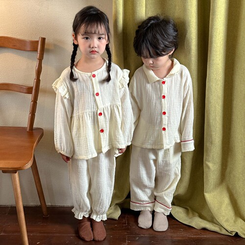 Children's pajamas boys  new spring and autumn pure cotton gauze baby suits children girls home clothes