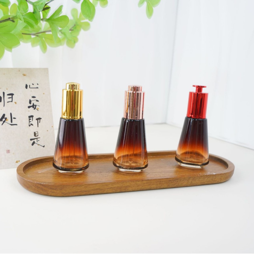 20mm精油瓶按压式滴管，电镀化妆品滴泵精华液玻璃瓶泵头