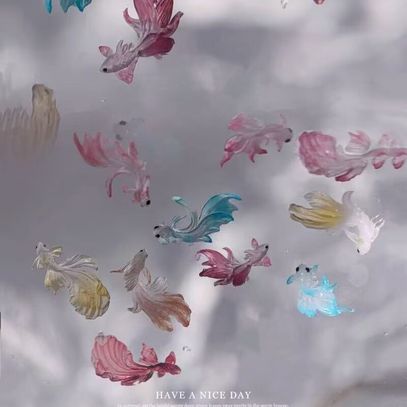 魚が入った高透明ネイルアートモールド、高透明シリコンブティックフラット交換用ウェアラブルネイルデコレーション、高透明シリコンモールド|undefined