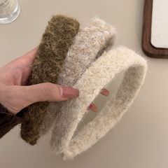 新款仿羊绒宽边发箍百搭毛绒绒头箍甜美奶油粉甜美发饰头饰女批发