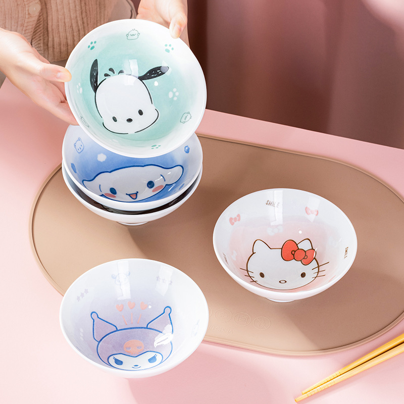 Sanrio ceramic tableware rice bowl children's tableware cartoon shape complementary bowl creative home baby bowl wholesale