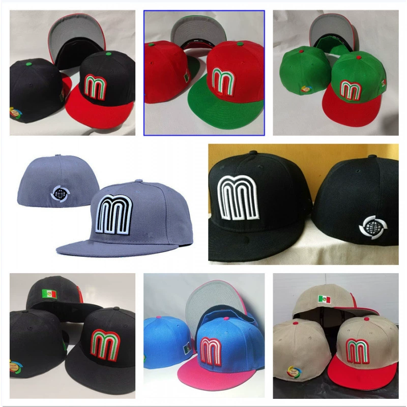 Кепка сборной Мексики, размер закрытый, вышитая кепка в стиле хип-хоп, полностью герметичная бейсболка с буквой М.