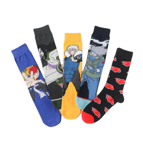 Manufacturer cotton cartoon mid-length Naruto anime character socks personalized trendy men's mid-length women's socks men's socks