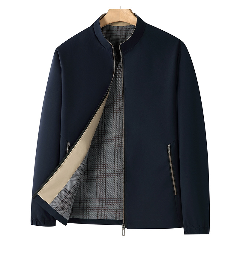 Men's Jacket Business Casual Autumn Spring Solid Colour Stand Up_voghion.com