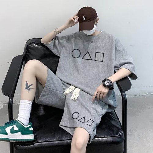 Men's Summer Sports Set Wholesale T-shirt Men's Casual Short Sleeve Shorts Youth Casual Plus Size Two Piece Set Trendy
