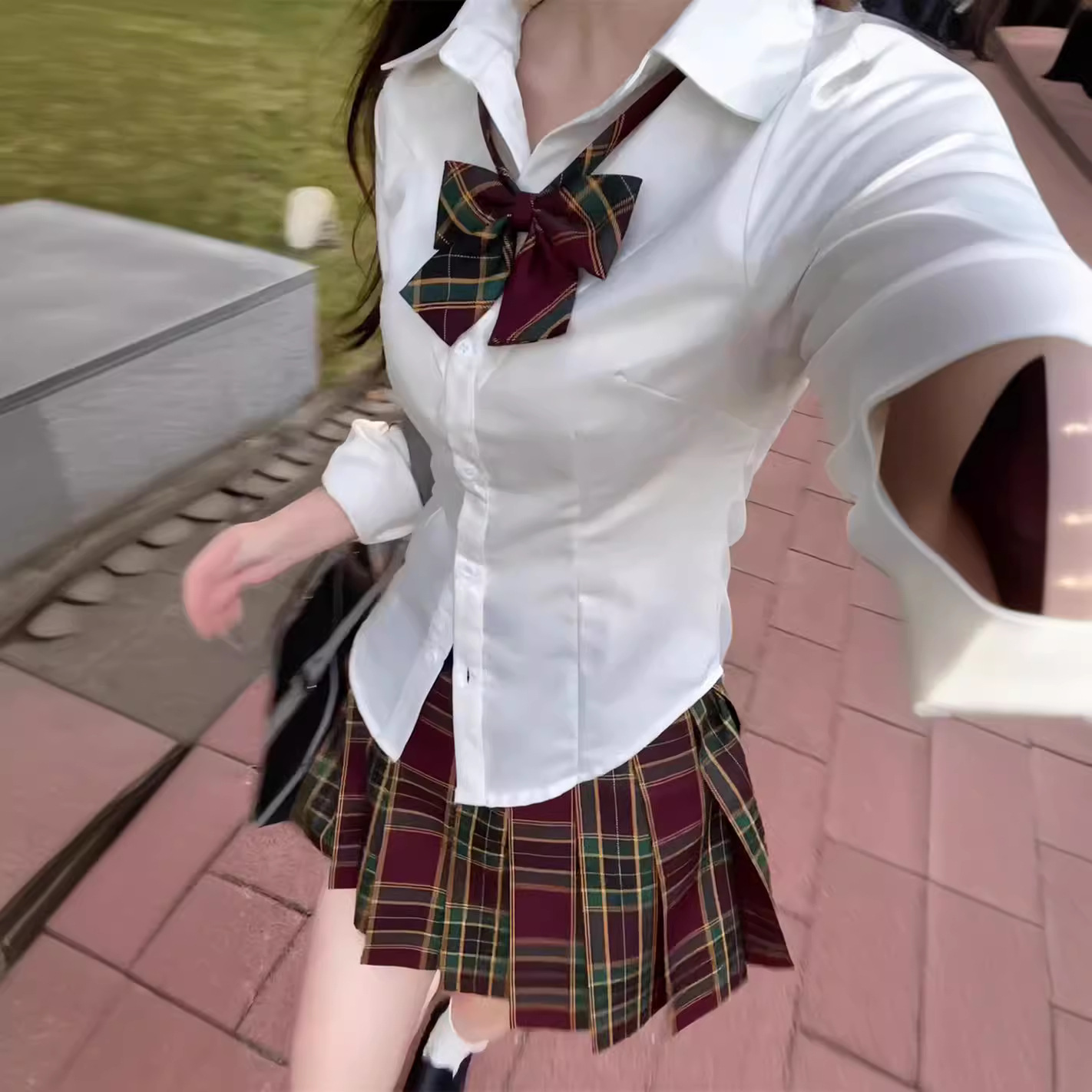 JK 유니폼 순수 정욕 스타일 허리 슬리밍 뜨거운 여자 셔츠 스트레이트 슬리브 화이트 셔츠 몸집이 작은 대학 스타일 탑