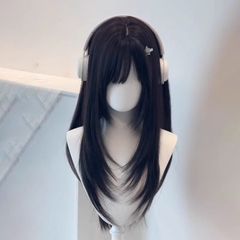 ネットなしウィッグ、元陽洋人形用、ネットなしヘアピース、女性用高級二次元風ロングストレートヘア