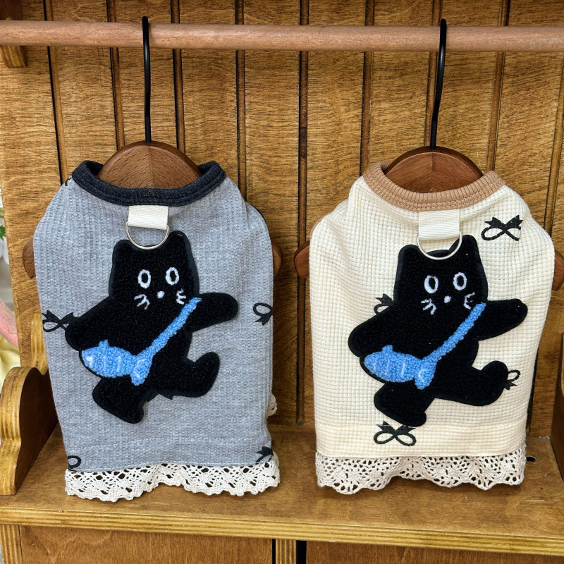 Primavera y verano ropa para gatos nueva muñeca de pelo gato gato gato azul lindo chaleco de encaje waffle
