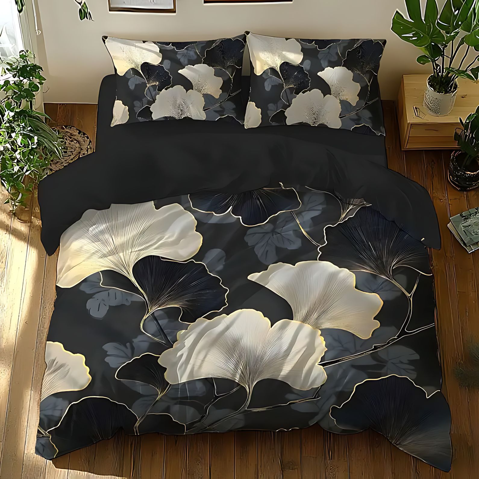 TUME / JIT transfronterizo de alta calidad Ginkgo biloba textura 3D HD impresión digital colcha colcha