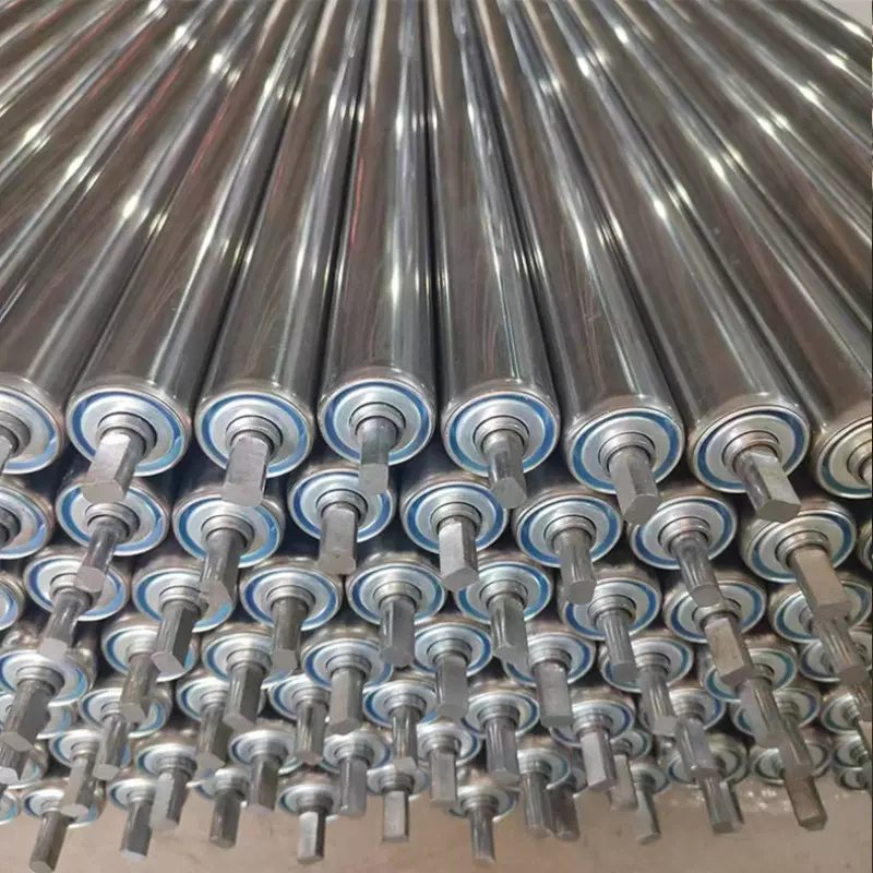 不锈钢无动力滚筒传送带链轮输送带托辊包胶传送辊筒输送机滚轴