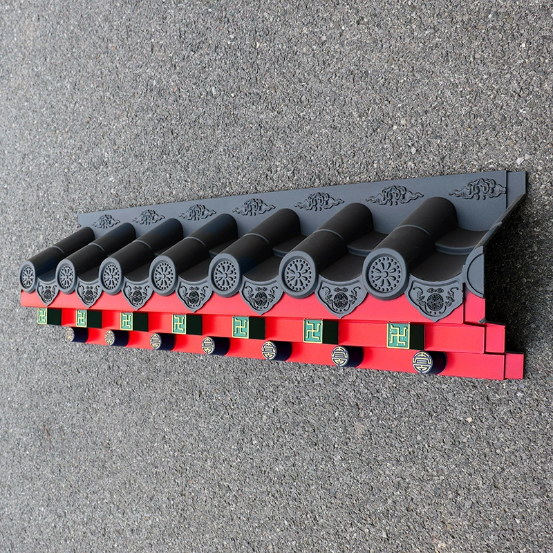 Маленькая толстая плитка без рамки в античном стиле с синей смолой, имитирующей интегрированный серый декоративный карниз в китайском стиле.