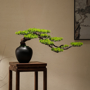 New Chinese-Style Artificial Green Plant Welcoming Pine Bonsai Hotel B&B Tea Room Desktop Entrance Decoration Micro Landscape Ornaments