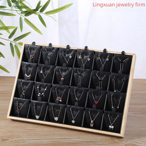 New bamboo wood jewelry necklace display stand, earring pendant storage rack, pearl jewelry display display prop