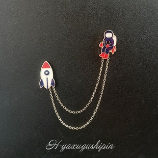Rocket Astronaut Cute Jewelry Collar Needle Cartoon Dropping Oil Cute Alloy Pin Clothes Accessories Bag Badge