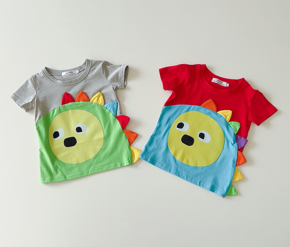 2022夏季新款儿童卡通t恤恐龙t恤宝宝短袖上衣男女童夏装|ms